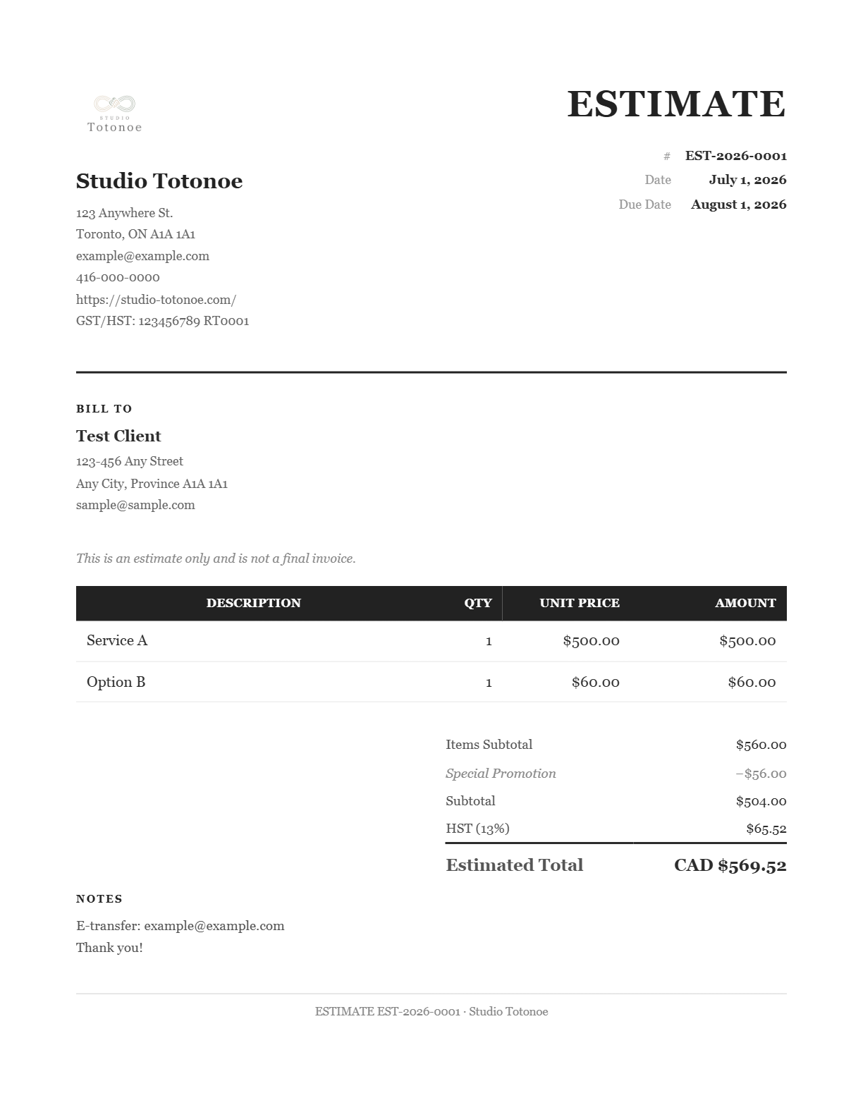 Estimate サンプル